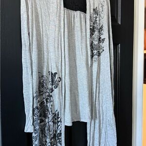 Vocal Gray and Black Floral Cardigan